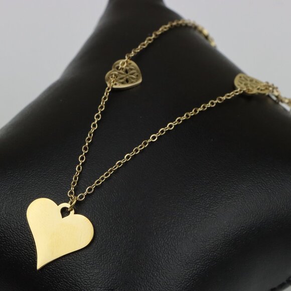 "Heart Charm Gold Plated Yellow Necklace, XPNL0305 - Picture 1 of 13